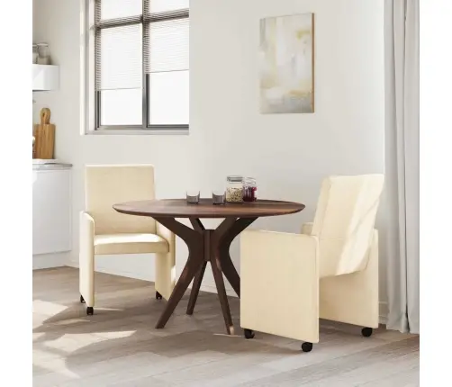 Valgomojo Kėdės Su Ratukais 2 Pcs Kreminė 57 X 66 X 94 Cm