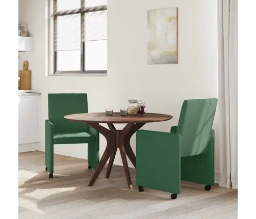 Ratastega Söögi-Toolid 2 Pcs Hall Roheline 57 X 66 X 94 Cm