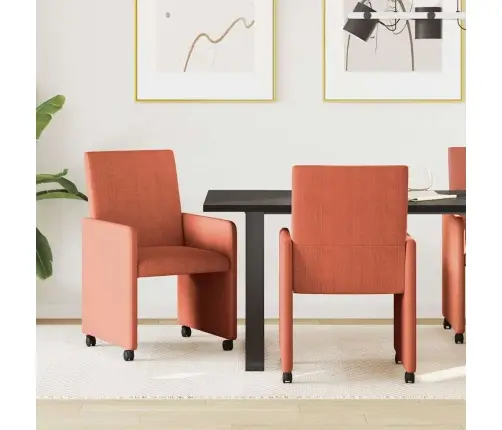 Ratastega Söögi-Toolid 2 Pcs Punane Oranž 57 X 66 X 94 Cm