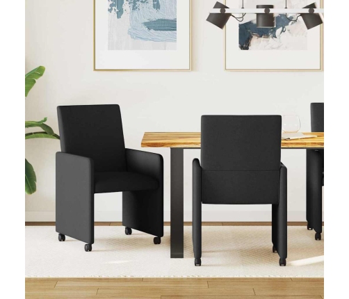 Ēdamistabas Krēsls Ar Riteni 2 Pcs Melna 57 X 66 X 94 Cm Audums Vidaxl
