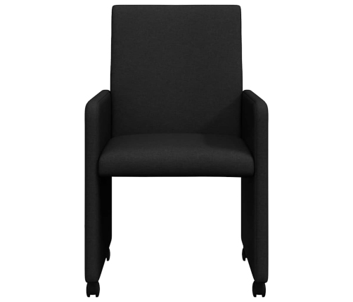 Ēdamistabas Krēsls Ar Riteni 2 Pcs Melna 57 X 66 X 94 Cm Audums Vidaxl