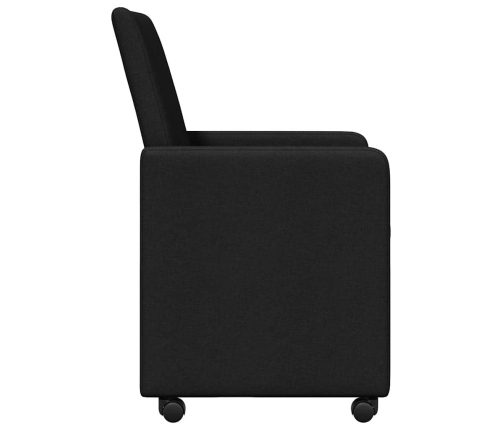 Ēdamistabas Krēsls Ar Riteni 2 Pcs Melna 57 X 66 X 94 Cm Audums Vidaxl