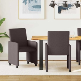 Ēdamkrēsli Ar Riteni 2 Pcs Tumši Brūna 57 X 66 X 94 Cm Audums Vidaxl