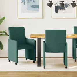 Ēdamkrēsli Ar Riteni 2 Pcs Tumši Zaļa 57 X 66 X 94 Cm Audums Vidaxl