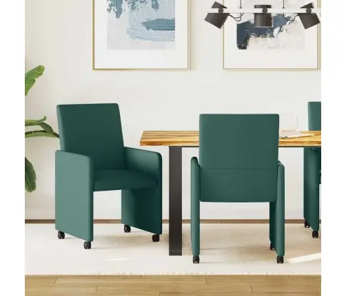 Ēdamistabas Krēsls 2 Pcs Tumši Zaļa 57 X 66 X 94 Cm Audums Vidaxl