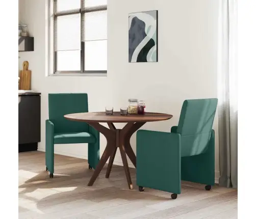 Ēdamistabas Krēsls 2 Pcs Tumši Zaļa 57 X 66 X 94 Cm Audums Vidaxl