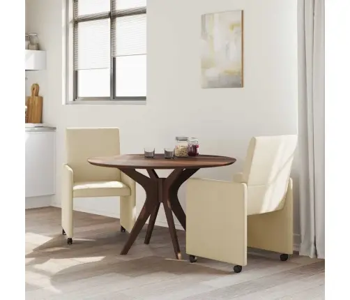 Ēdamkrēsli Ar Riteņiem 2 Pcs Krēmkrāsa 57 X 66 X 94 Cm Audums Vidaxl