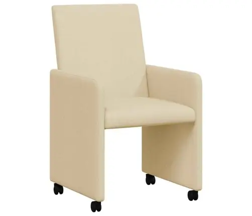Ēdamkrēsli Ar Riteņiem 2 Pcs Krēmkrāsa 57 X 66 X 94 Cm Audums Vidaxl