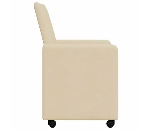 Ēdamkrēsli Ar Riteņiem 2 Pcs Krēmkrāsa 57 X 66 X 94 Cm Audums Vidaxl