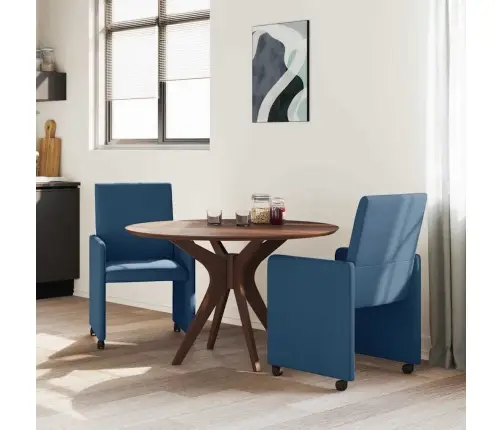 Ēdamistabas Krēsls Ar Riteni 2 Pcs Zila 57 X 66 X 94 Cm Audums Vidaxl