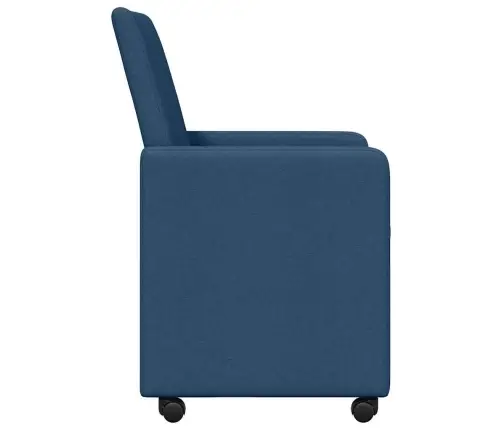 Ēdamistabas Krēsls Ar Riteni 2 Pcs Zila 57 X 66 X 94 Cm Audums Vidaxl