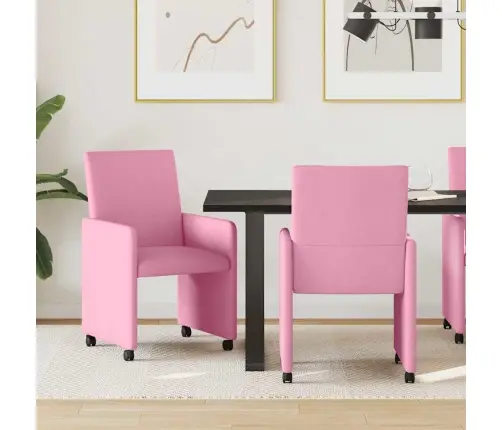 Ratastega Söögi-Toolid 2 Pcs Roosa 57 X 66 X 94 Cm Kangas