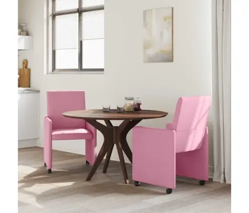 Ratastega Söögi-Toolid 2 Pcs Roosa 57 X 66 X 94 Cm Kangas