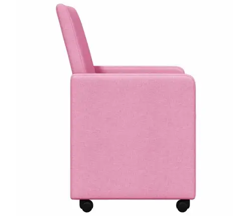 Ratastega Söögi-Toolid 2 Pcs Roosa 57 X 66 X 94 Cm Kangas
