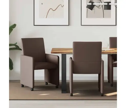Ēdamkrēsli Ar Riteņiem 2 Pcs Brūna 57 X 66 X 94 Cm Mākslīgā Āda Vidaxl