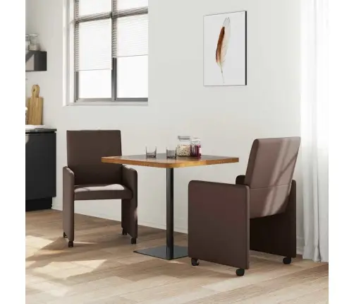 Ēdamkrēsli Ar Riteņiem 2 Pcs Brūna 57 X 66 X 94 Cm Mākslīgā Āda Vidaxl