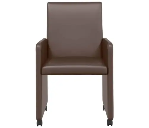 Ēdamkrēsli Ar Riteņiem 2 Pcs Brūna 57 X 66 X 94 Cm Mākslīgā Āda Vidaxl