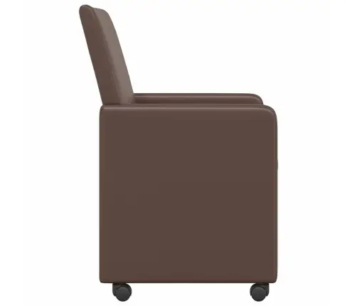 Ēdamkrēsli Ar Riteņiem 2 Pcs Brūna 57 X 66 X 94 Cm Mākslīgā Āda Vidaxl