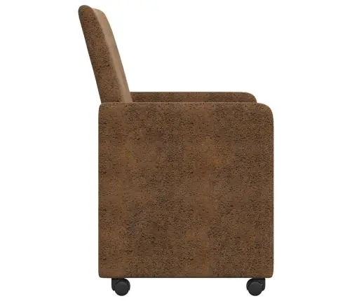 Ēdamkrēsli 2 Pcs Brūna 57 X 66 X 94 Cm Mākslīga Zamša Āda Vidaxl