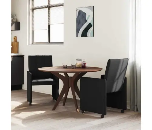 Söögitoa Toolid Ratastega 2 Pcs Must 58 X 65 X 94 Cm Kangas