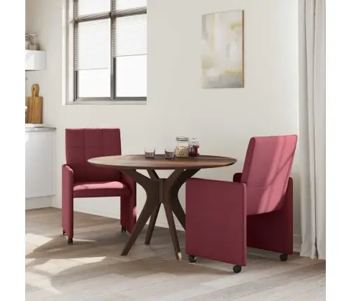 Ēdamkrēsli Ar Riteņiem 2 Pcs Vīnsarkans 58 X 65 X 94 Cm Audums Vidaxl