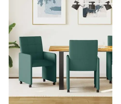 Ratastega Söögi-Toolid 2 Pcs Tumeroheline 58 X 65 X 94 Cm