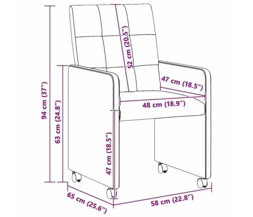 Ratastega Söögi-Toolid 2 Pcs Tumeroheline 58 X 65 X 94 Cm