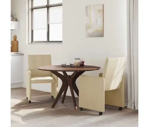 Ēdamkrēsli Ar Riteņiem 2 Pcs Krēmkrāsa 58 X 65 X 94 Cm Audums Vidaxl