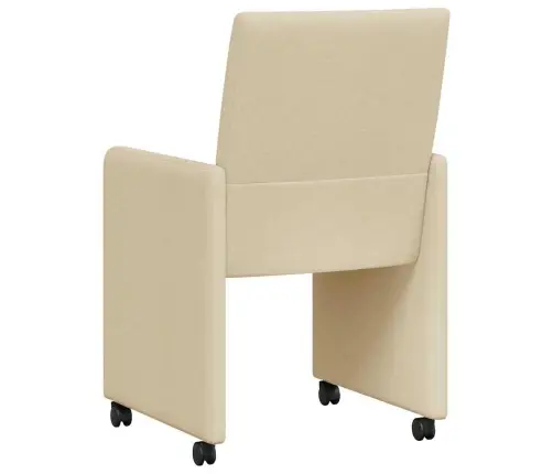 Ēdamkrēsli Ar Riteņiem 2 Pcs Krēmkrāsa 58 X 65 X 94 Cm Audums Vidaxl