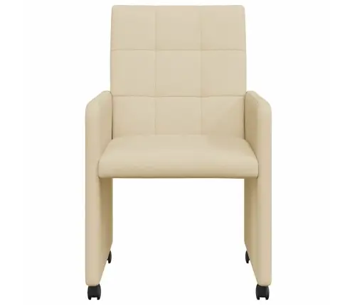 Ēdamkrēsli Ar Riteņiem 2 Pcs Krēmkrāsa 58 X 65 X 94 Cm Audums Vidaxl