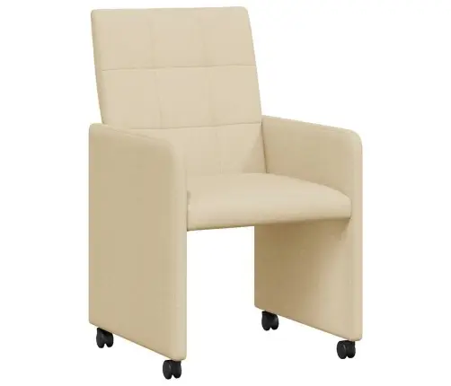 Ēdamkrēsli Ar Riteņiem 2 Pcs Krēmkrāsa 58 X 65 X 94 Cm Audums Vidaxl