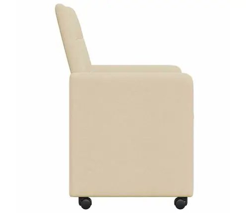 Ēdamkrēsli Ar Riteņiem 2 Pcs Krēmkrāsa 58 X 65 X 94 Cm Audums Vidaxl