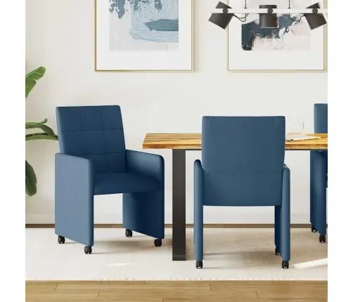 Ēdamkrēsli Ar Riteņiem 2 Pcs Zila 58 X 65 X 94 Cm Audums Vidaxl