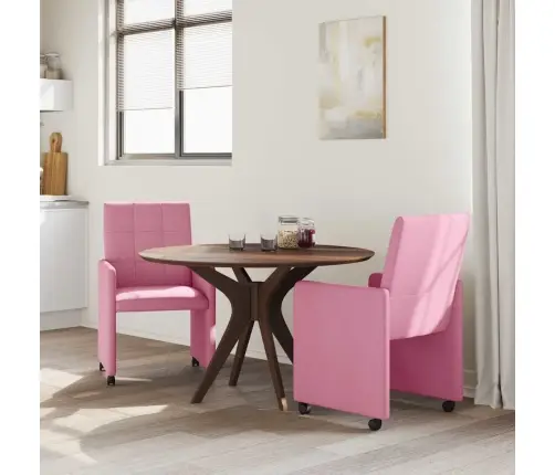 Ratastega Söögi-Toolid 2 Pcs Roosa 58 X 65 X 94 Cm Kangas