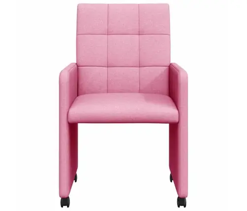 Ratastega Söögi-Toolid 2 Pcs Roosa 58 X 65 X 94 Cm Kangas