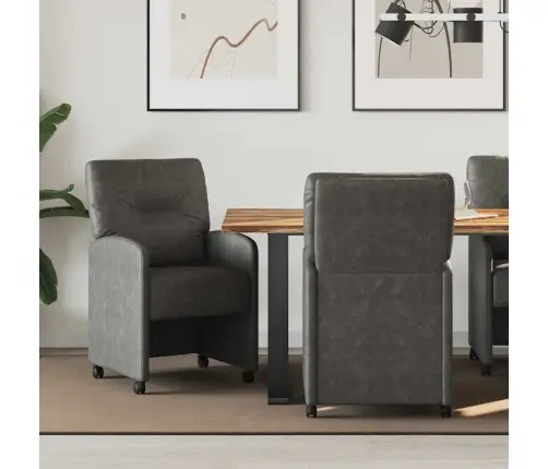 Ēdamkrēsli Ar Riteņiem 2 Pcs Melna 57 X 67 X 95 Cm Mākslīgā Āda Vidaxl