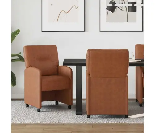 Ratastega Söögi-Toolid 2 Pcs Pruun 57 X 67 X 95 Cm Kunstnahk