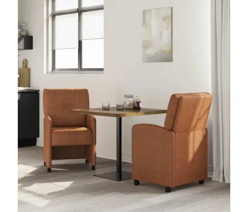 Ratastega Söögi-Toolid 2 Pcs Pruun 57 X 67 X 95 Cm Kunstnahk