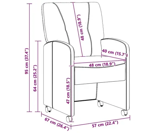 Ratastega Söögi-Toolid 2 Pcs Pruun 57 X 67 X 95 Cm Kunstnahk