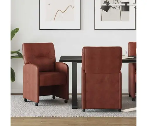 Ratastega Söögi-Toolid 2 Pcs Kläbiv Pruun 57 X 67 X 95 Cm