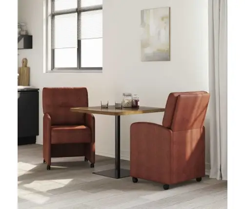 Ratastega Söögi-Toolid 2 Pcs Kläbiv Pruun 57 X 67 X 95 Cm