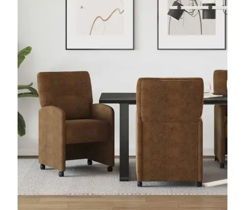 Ēdamkrēsli 2 Pcs Brūna 57 X 67 X 95 Cm Mākslīga Zamša Āda Vidaxl