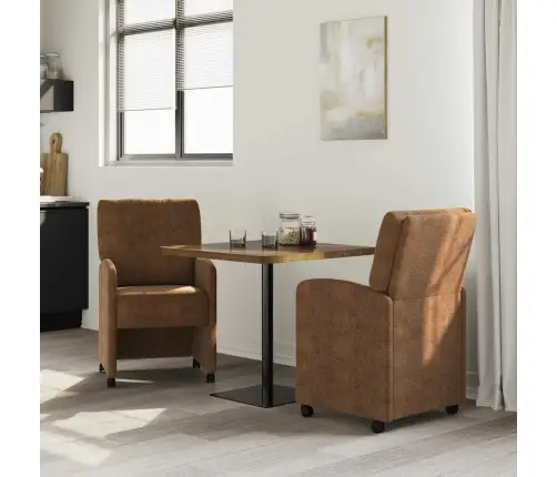 Ēdamkrēsli 2 Pcs Brūna 57 X 67 X 95 Cm Mākslīga Zamša Āda Vidaxl