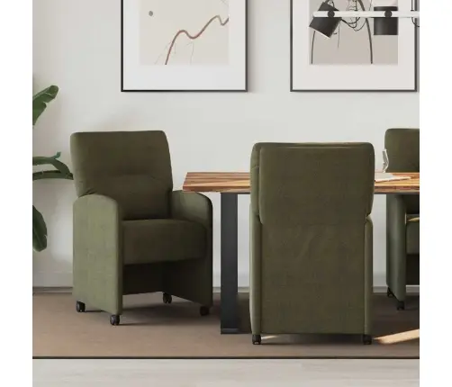 Valgomojo Kėdės Su Ratais 2 Pcs Armijos Žalia 57 X 67 X 95 Cm