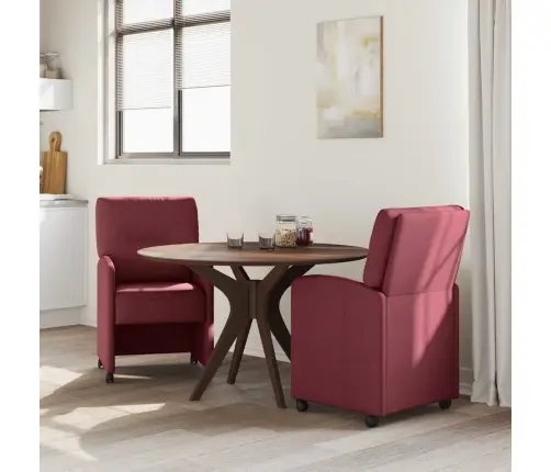 Ēdamkrēsli Ar Riteņiem 2 Pcs Vīnsarkans 57 X 67 X 95 Cm Audums Vidaxl