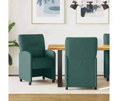 Valgomojo Kėdės 2 Pcs Tamsiai Žalia 57 X 67 X 95 Cm Audinys