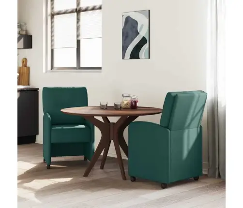 Valgomojo Kėdės 2 Pcs Tamsiai Žalia 57 X 67 X 95 Cm Audinys
