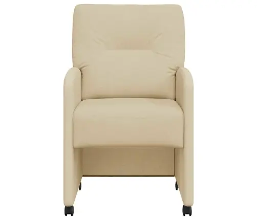 Valgomojo Kėdės Su Ratais 2 Pcs Kreminė 57 X 67 X 95 Cm Audinys