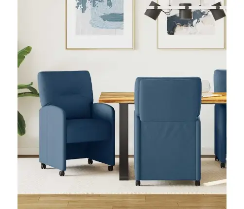 Söögitoa Toolid Ratastega 2 Pcs Sinine 57 X 67 X 95 Cm Kangas