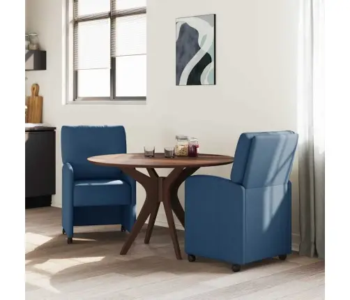 Söögitoa Toolid Ratastega 2 Pcs Sinine 57 X 67 X 95 Cm Kangas